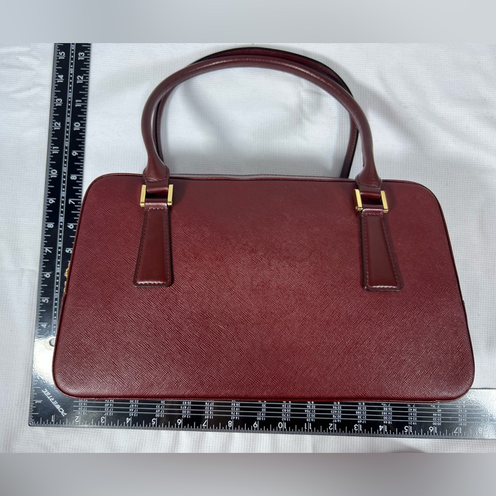 Burberry London Burgundy Saffiano Leather Satchel Re-Lined Authentic - Picture 15 of 16